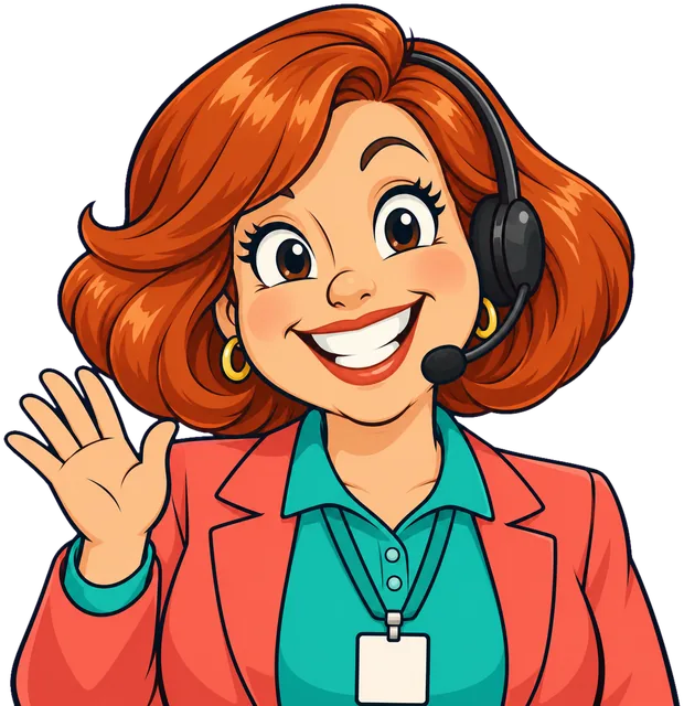 Brenda from Retention, smiling far too much